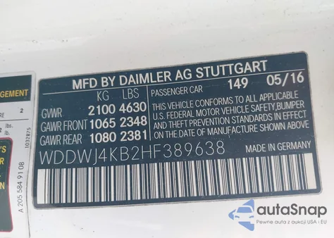 2017 Mercedes-Benz C 300 4Matic from USA, damaged, VIN WDDWJ4KB2HF389638